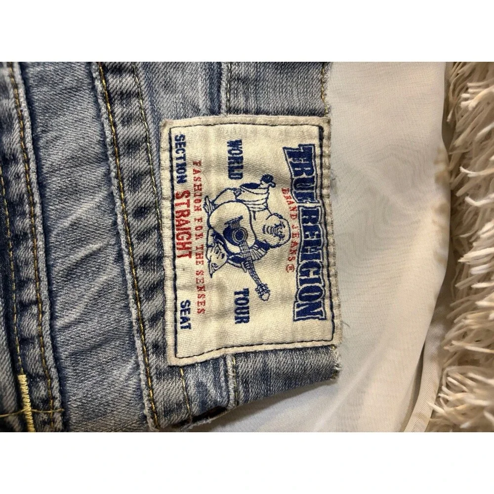 Vintage True Religion Distressed Denim Shorts Jorts Cutoff Mens Size 32 Y2K